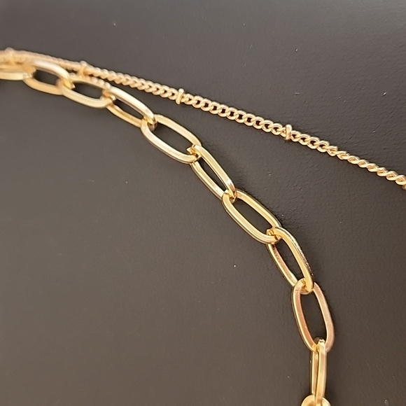 Gold Tone Double Layer Pendant Necklace - Picture 4 of 9